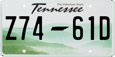 TN license plate Z7461D