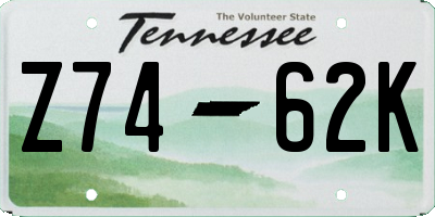 TN license plate Z7462K