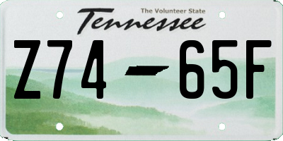 TN license plate Z7465F