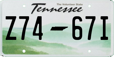 TN license plate Z7467I