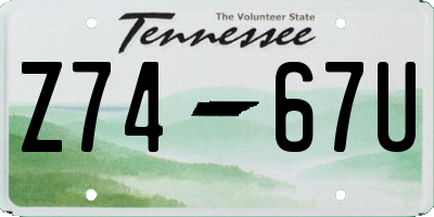 TN license plate Z7467U