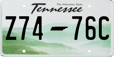 TN license plate Z7476C