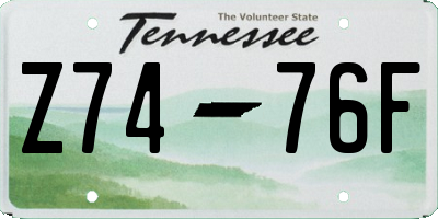 TN license plate Z7476F
