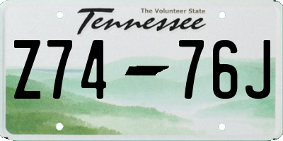 TN license plate Z7476J