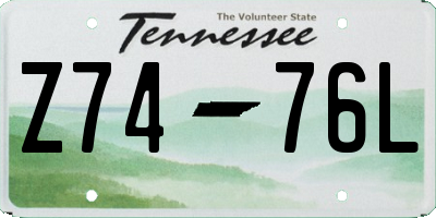 TN license plate Z7476L