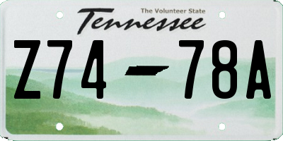 TN license plate Z7478A