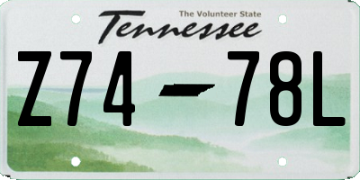 TN license plate Z7478L