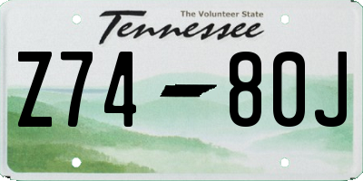 TN license plate Z7480J