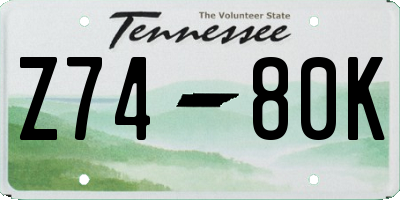 TN license plate Z7480K