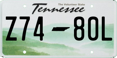 TN license plate Z7480L