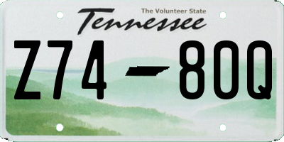 TN license plate Z7480Q