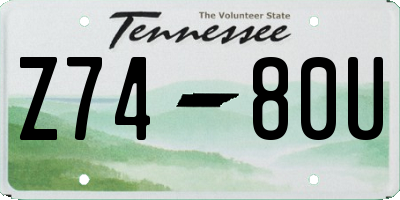 TN license plate Z7480U