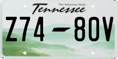 TN license plate Z7480V