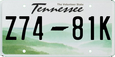 TN license plate Z7481K