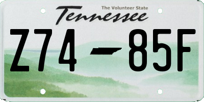 TN license plate Z7485F