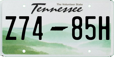 TN license plate Z7485H