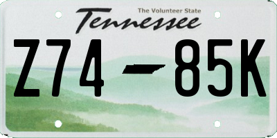 TN license plate Z7485K