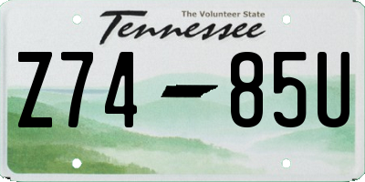 TN license plate Z7485U