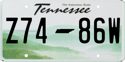 TN license plate Z7486W