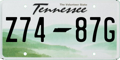 TN license plate Z7487G