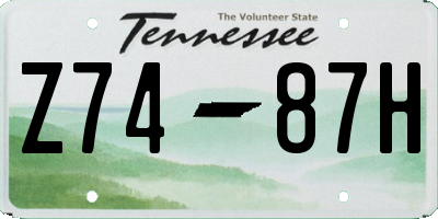 TN license plate Z7487H