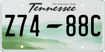 TN license plate Z7488C