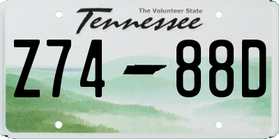 TN license plate Z7488D