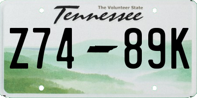 TN license plate Z7489K