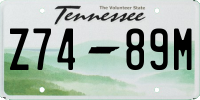 TN license plate Z7489M