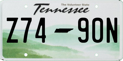 TN license plate Z7490N