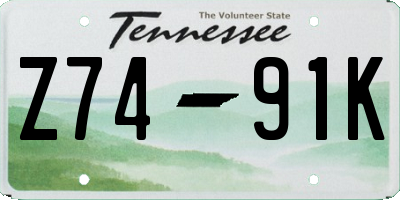 TN license plate Z7491K