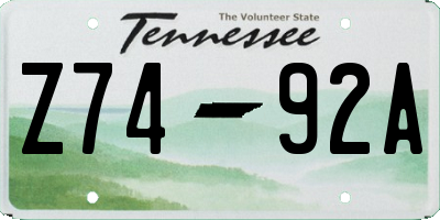 TN license plate Z7492A