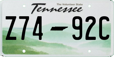 TN license plate Z7492C