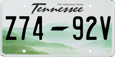 TN license plate Z7492V