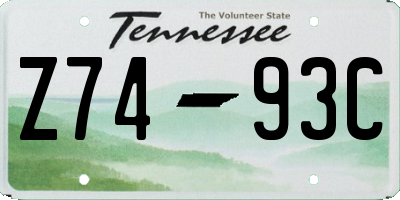 TN license plate Z7493C