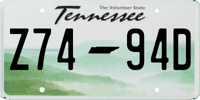 TN license plate Z7494D