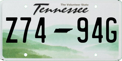 TN license plate Z7494G