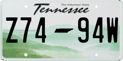 TN license plate Z7494W