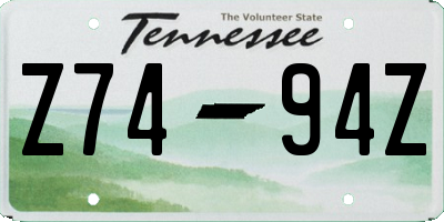 TN license plate Z7494Z