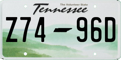 TN license plate Z7496D