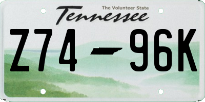 TN license plate Z7496K