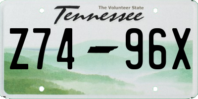 TN license plate Z7496X