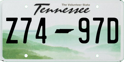 TN license plate Z7497D