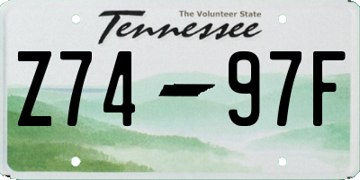 TN license plate Z7497F