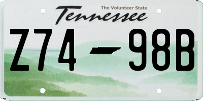 TN license plate Z7498B