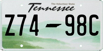 TN license plate Z7498C