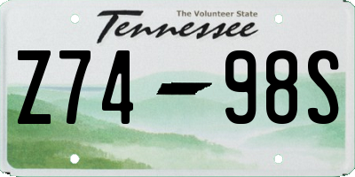 TN license plate Z7498S