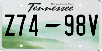 TN license plate Z7498V