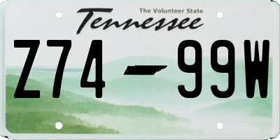 TN license plate Z7499W