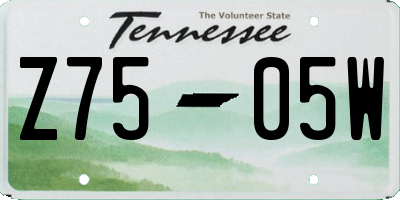 TN license plate Z7505W